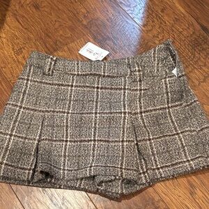 Plaid Wool Blend Women Shorts